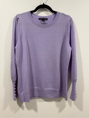 Boston Proper Lilac Button-Cuff Cashmere Sweater size M